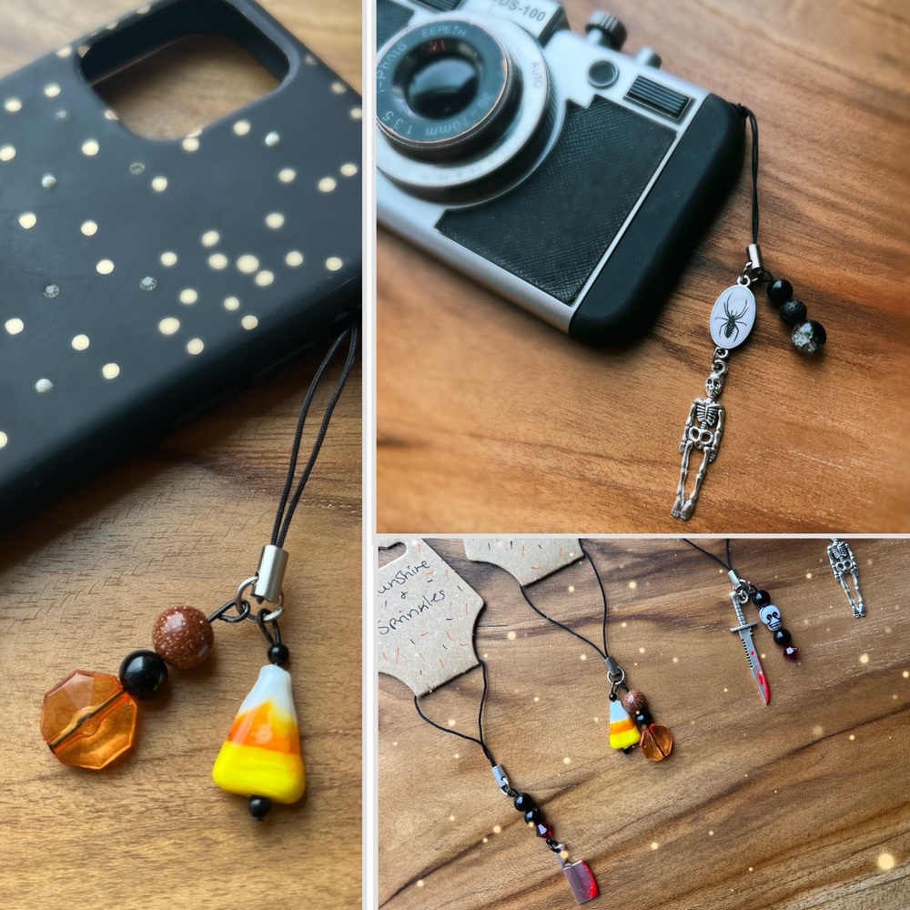 🖤🧡📱🎃 spooky Halloween handmade keychain phone charm